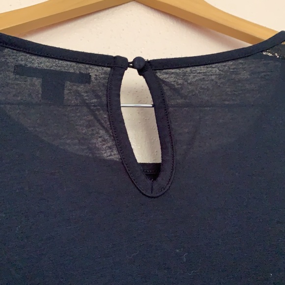 American Eagle Outfitters Long Sleeves Black Top XS Lace Shoulder - Picture 8 of 11